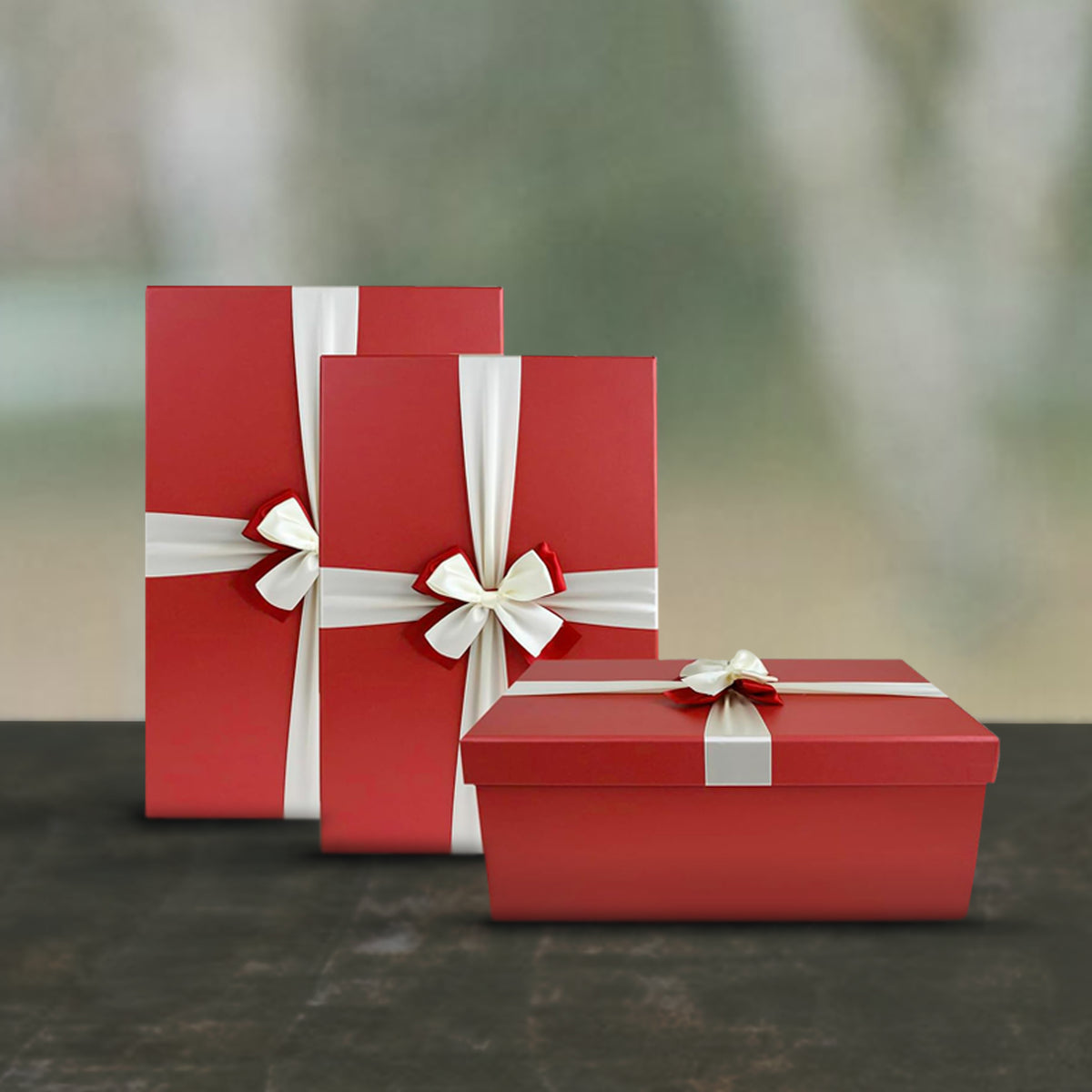 Luxury Oversized Red Gift Boxes - Set of 3