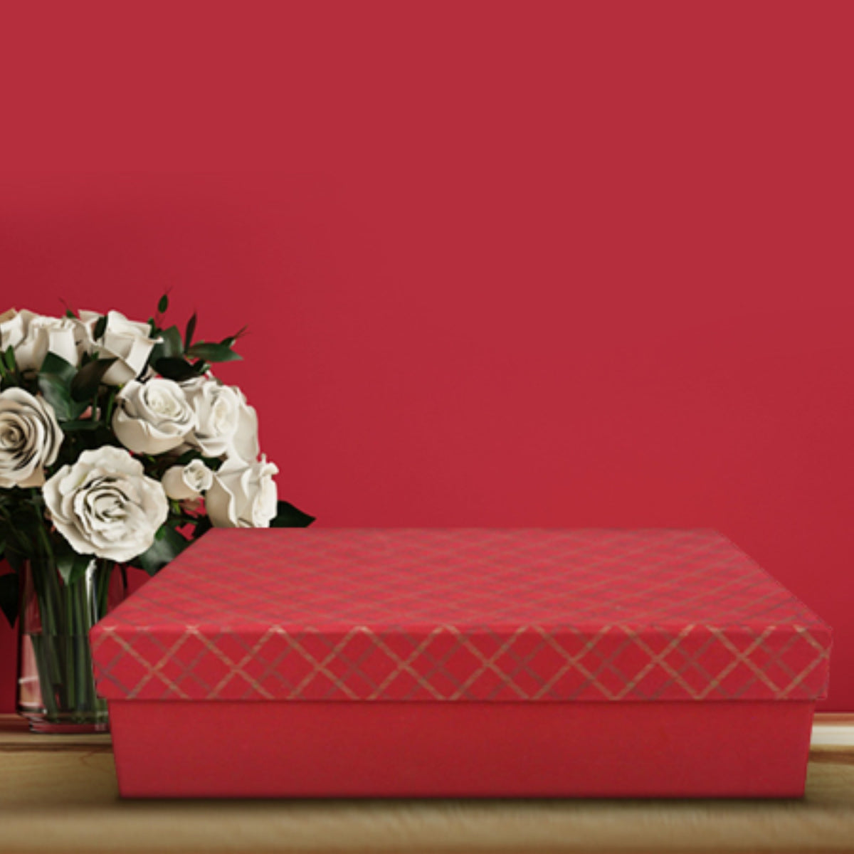 Handcrafted Chequered Red Gift Box - Single (Sizes Available)