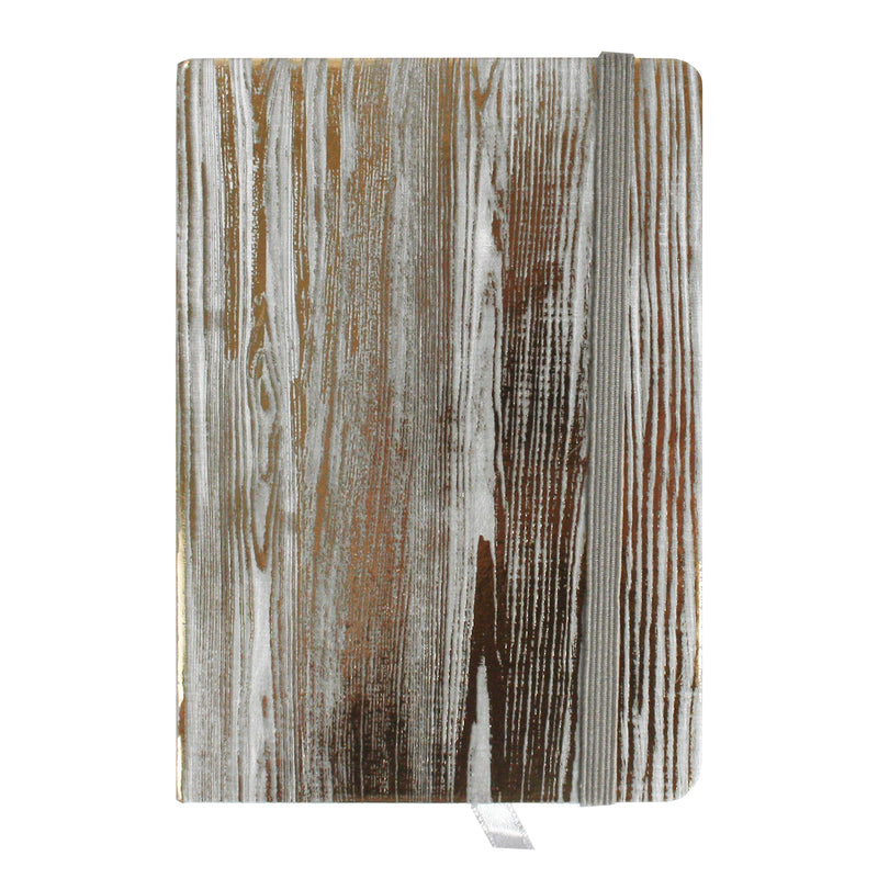 A7 Wood Effect Notebook - Metallic Grey