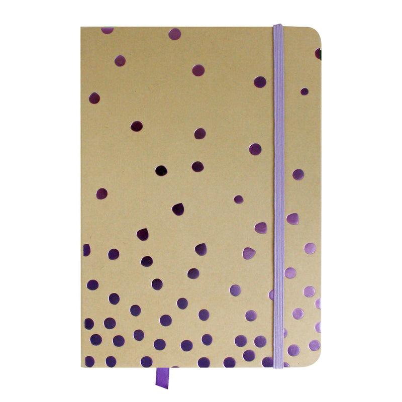 A5 Brown Purple Polka Notebook