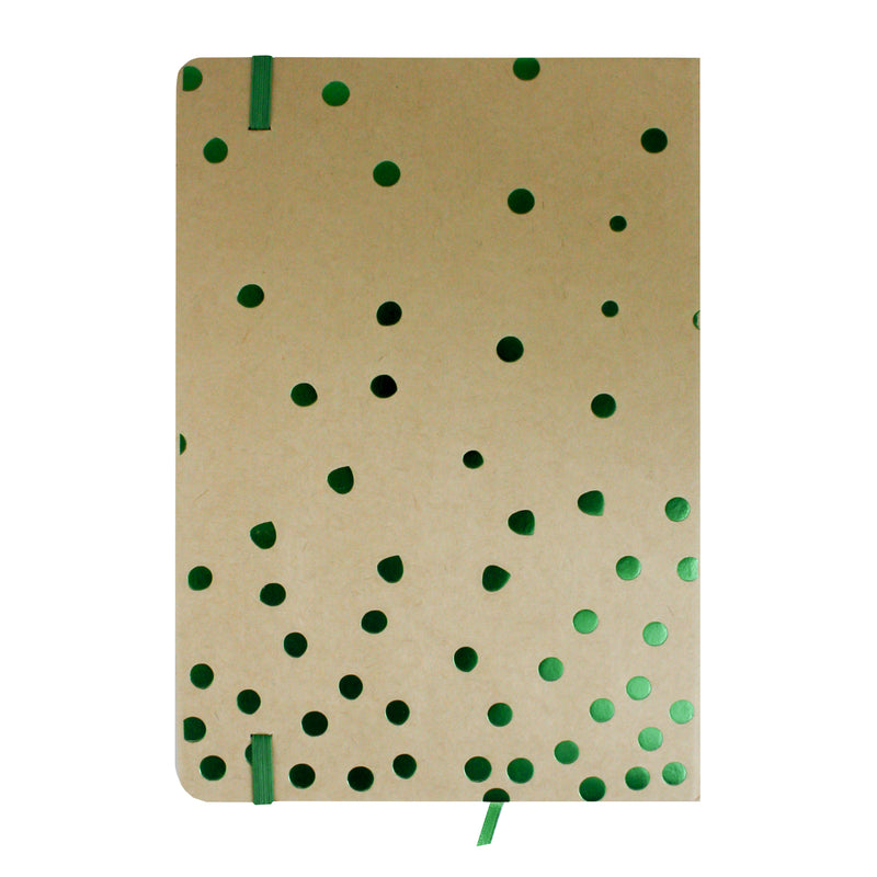 A5 Brown Green Polka Notebook