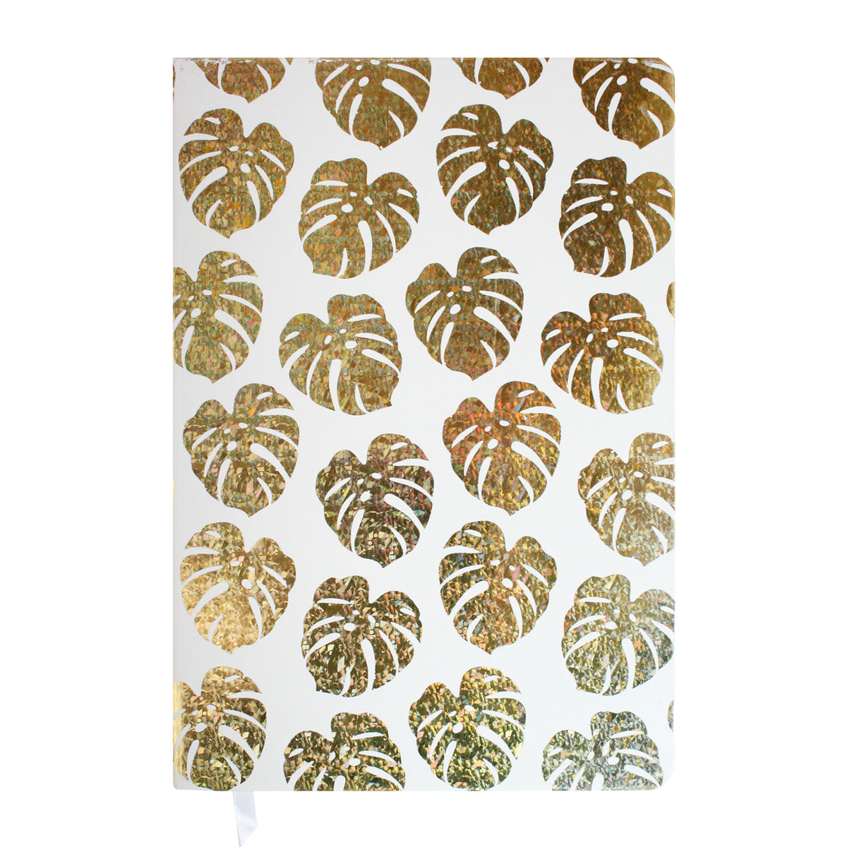 A5 Shiny Leaves Print Notebook - Gold