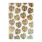 A5 Shiny Leaves Print Notebook - Gold