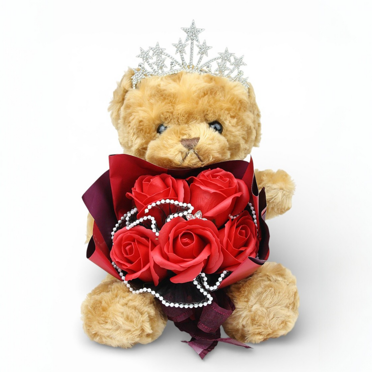 Scented Soap Flower Gift Set with Teddy Bear - Perfect Valentine's Day, Mother's Day, Birthday & Anniversary Gift for Her