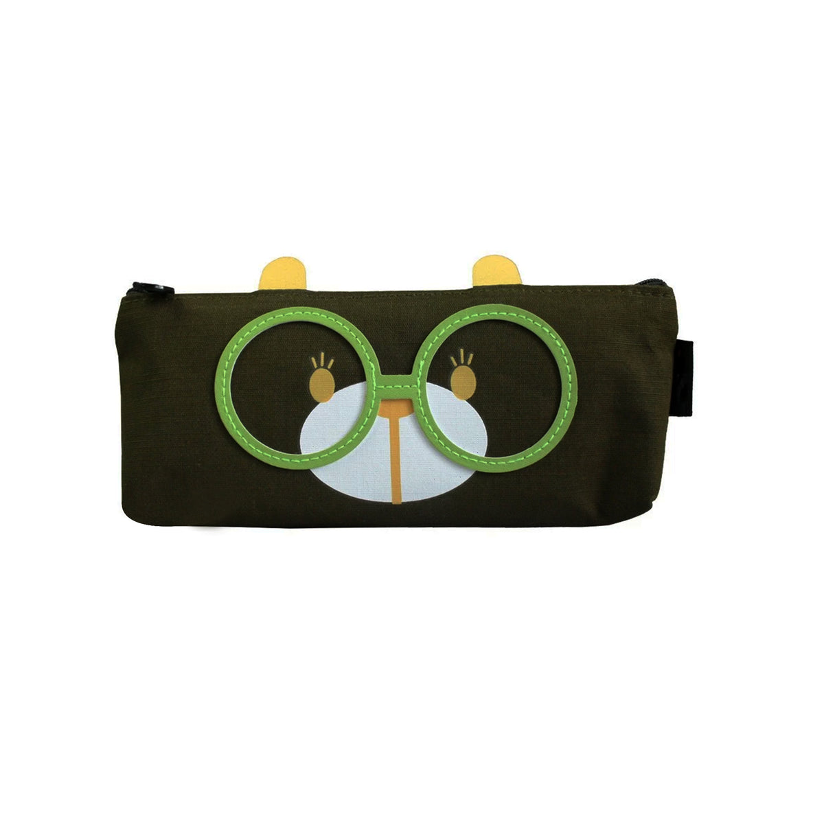 Glasses Fabric Pencil Case - Dark Green