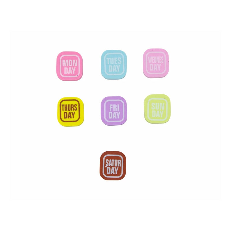 Multicoloured Weekdays Eraser - Set Of 7