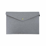 Chequered Fabric A4 Documents Folder Pouch - Grey