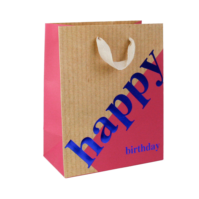Brown Happy Birthday Gift Bag - Set of 4
