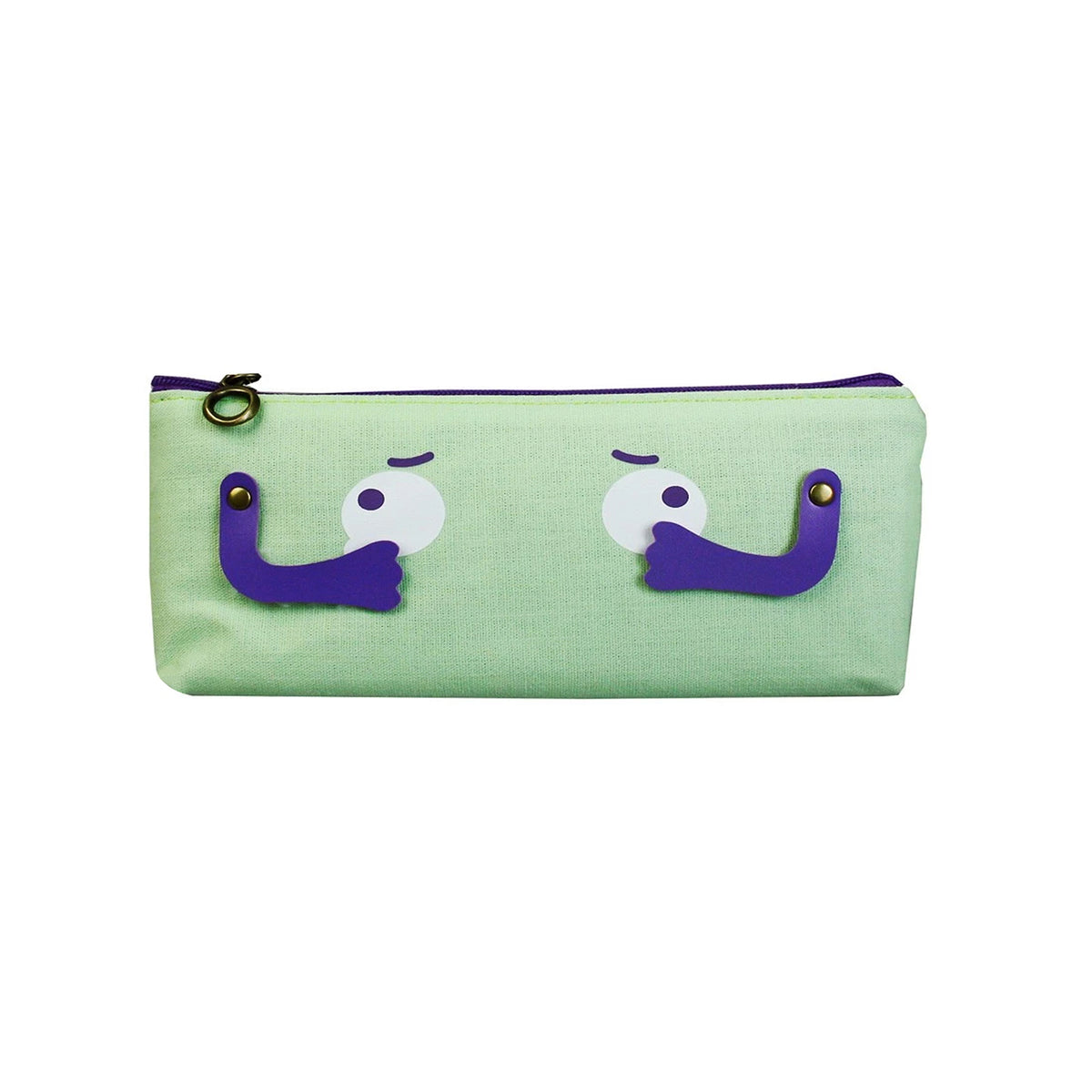 Eyes Fabric Pencil Case - Light Green