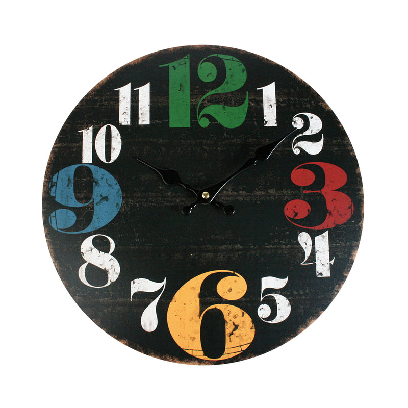 Round Multicoloured Numerals Wall Clock
