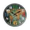 Round World Map Wall Clock