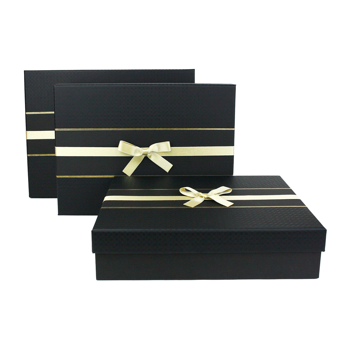 Set of 3 Black Embossed Gift Boxes