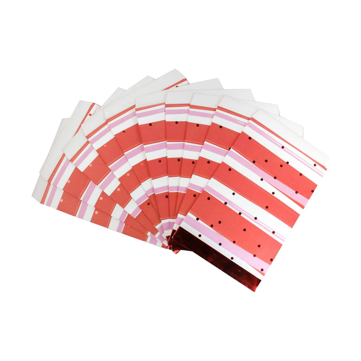 Red Gold Dots & Stripes Paper Gift Bag Pack of 10