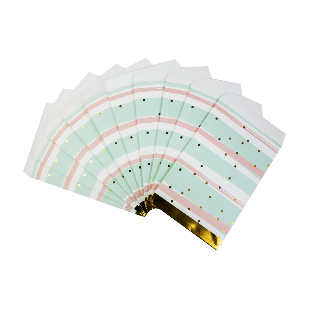 Blue Gold Dots & Stripes Paper Gift Bag Pack of 10