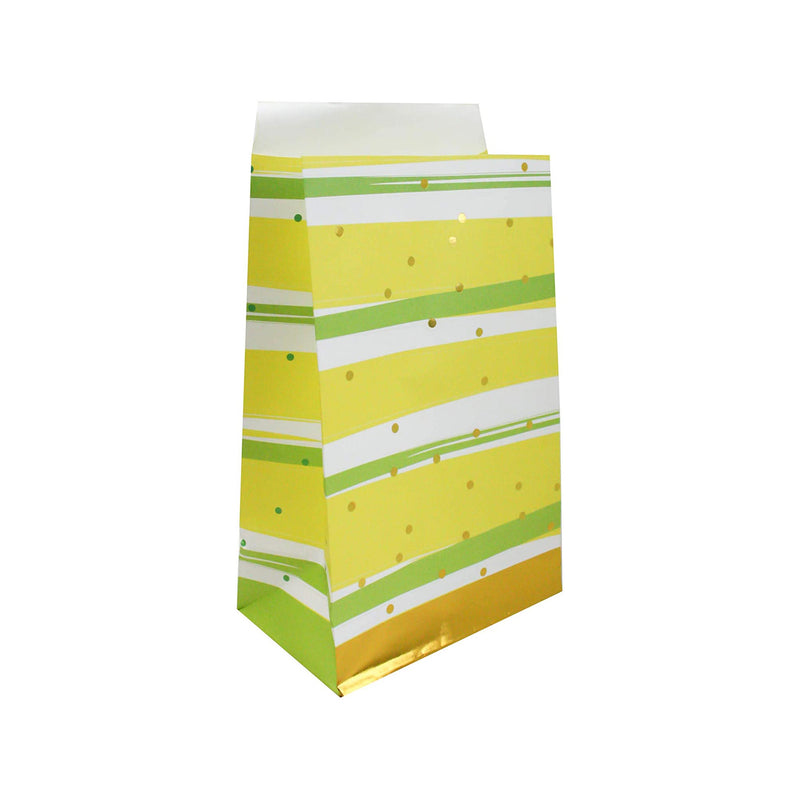 Yellow Gold Dots & Stripes Paper Gift Bag Pack of 20