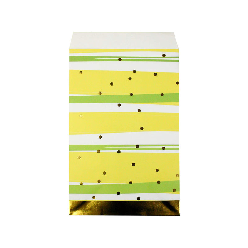 Yellow Gold Dots & Stripes Paper Gift Bag Pack of 20