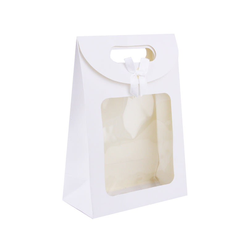 Pack of 12 Kraft Gift Box Bags with Bow & Handle