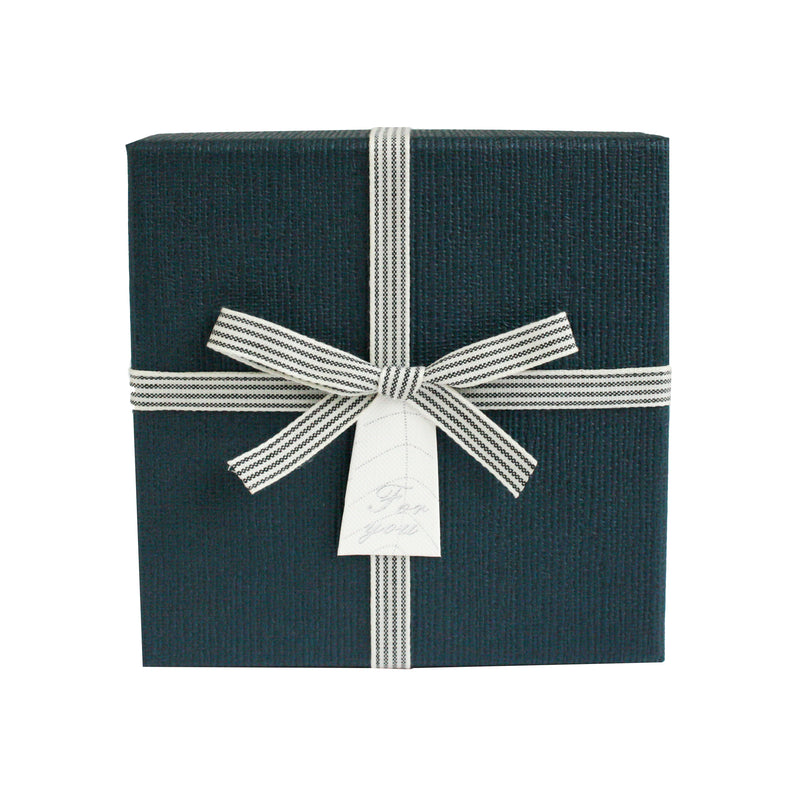 Light Blue Striped Bow Gift Box