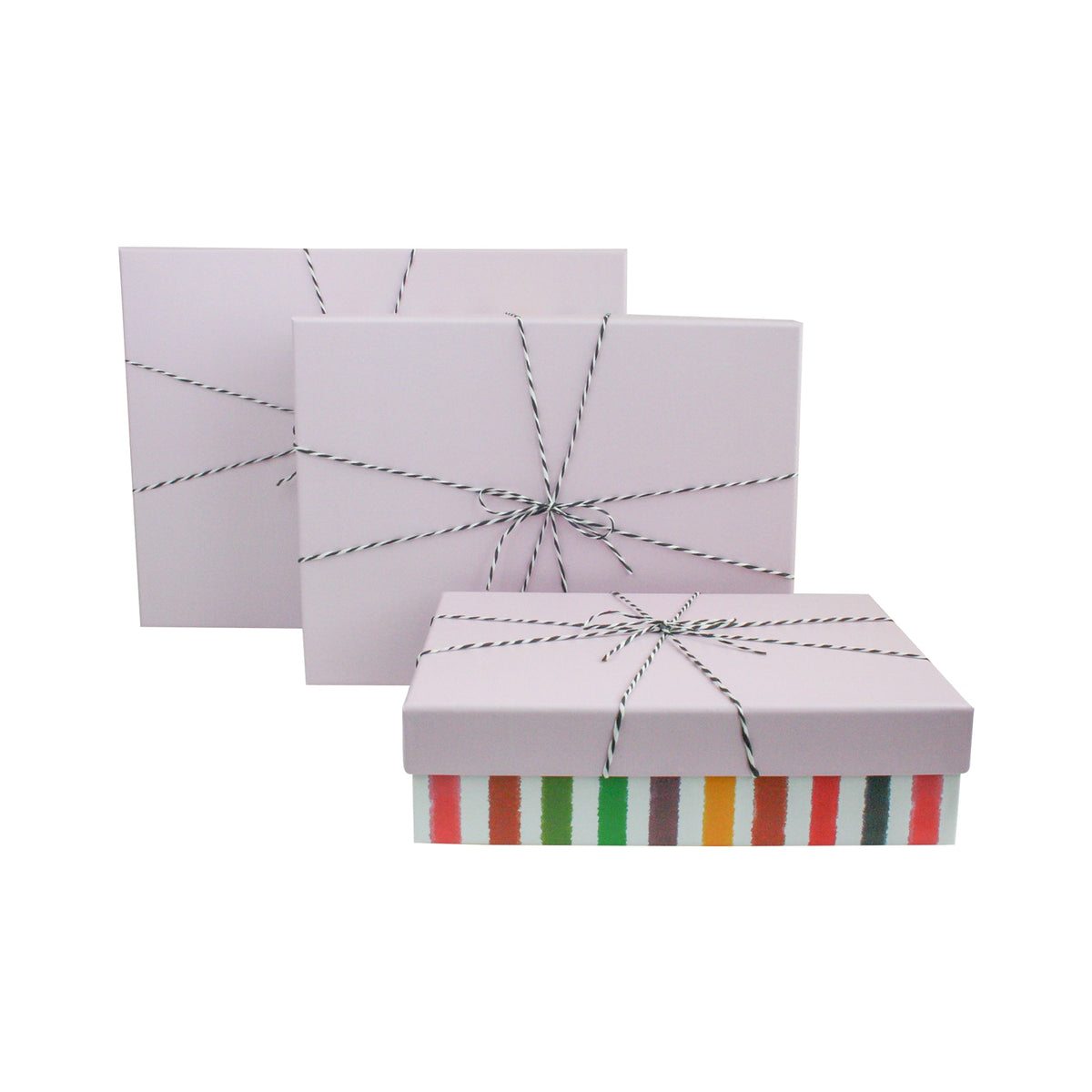Elegant Pink Multicolored Stripes Gift Boxes - Set of 3