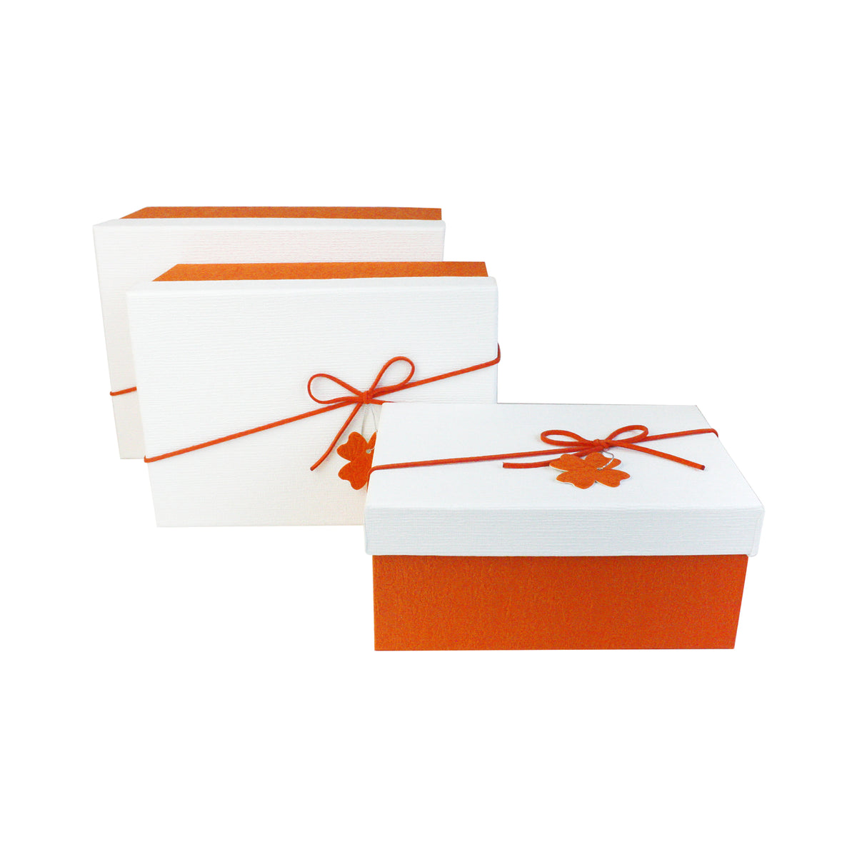 White Orange Gift Boxes - Set Of 3