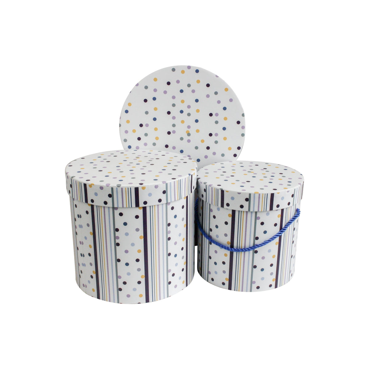 Set of 3 Multi Color Stripes Dots Gift Box