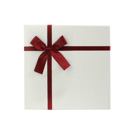 Burgundy & Cream Bow Gift Box Set Of 3 with Shredded Paper