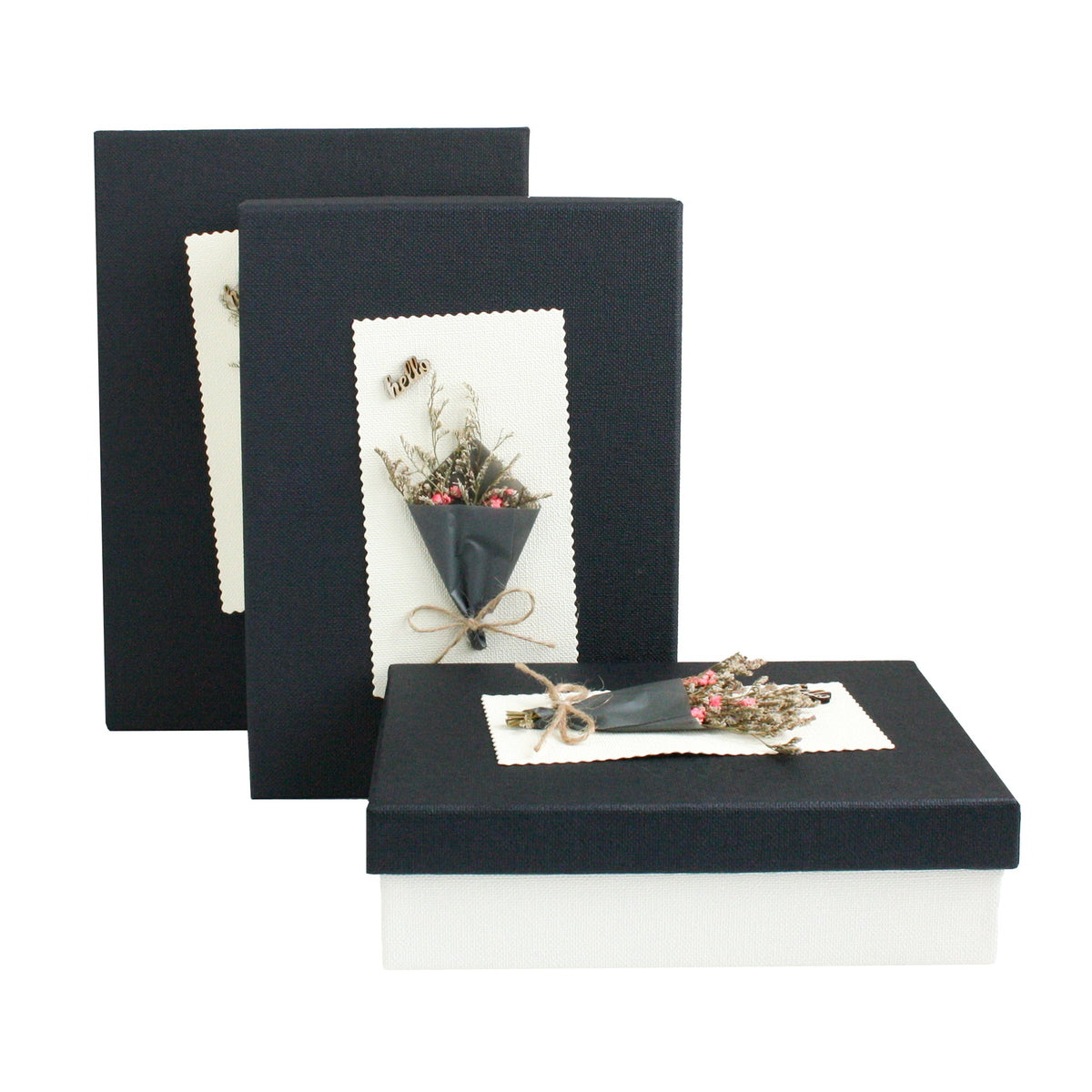 Set of 3 Black Bouquet Gift Boxes