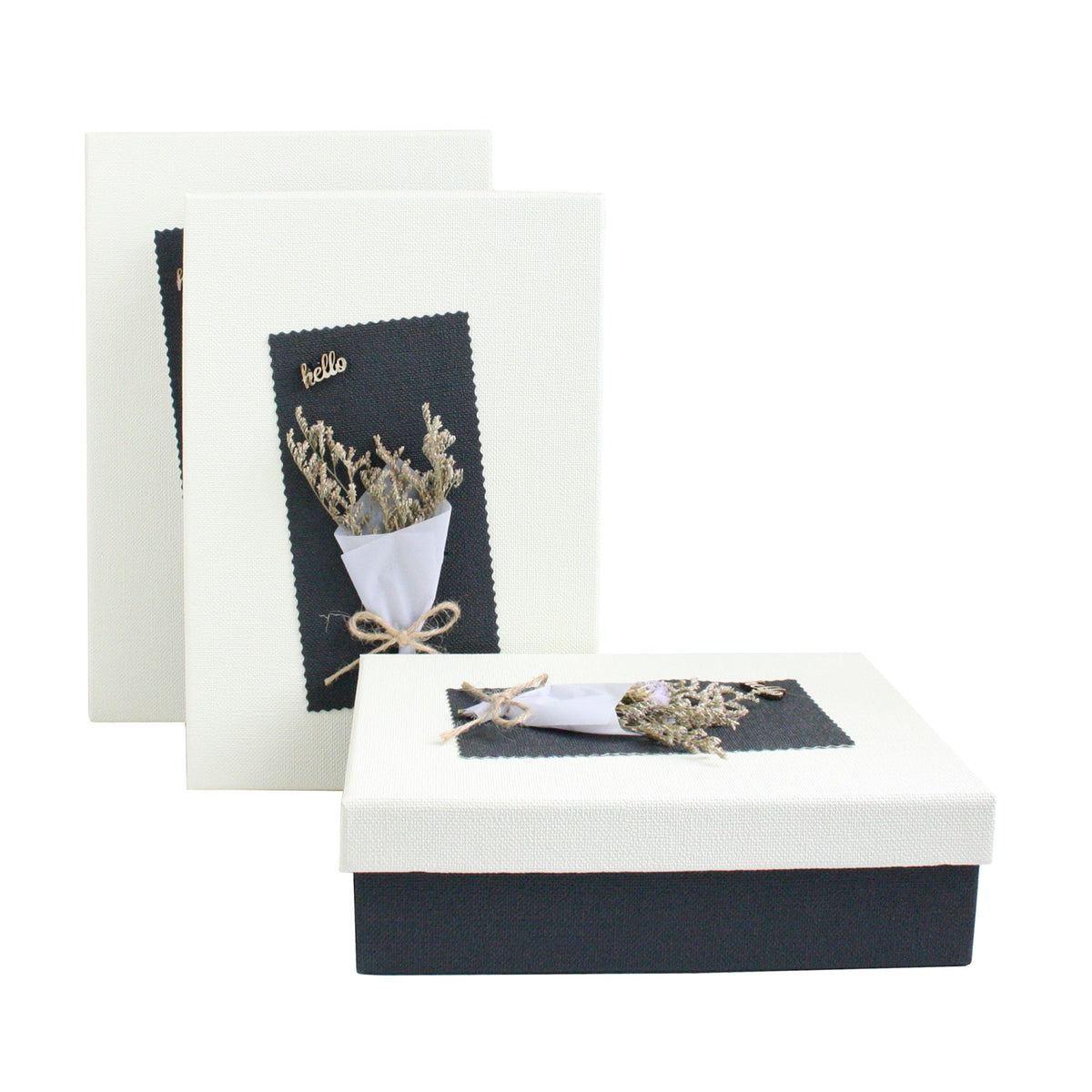Set of 3 White Bouquet Gift Boxes