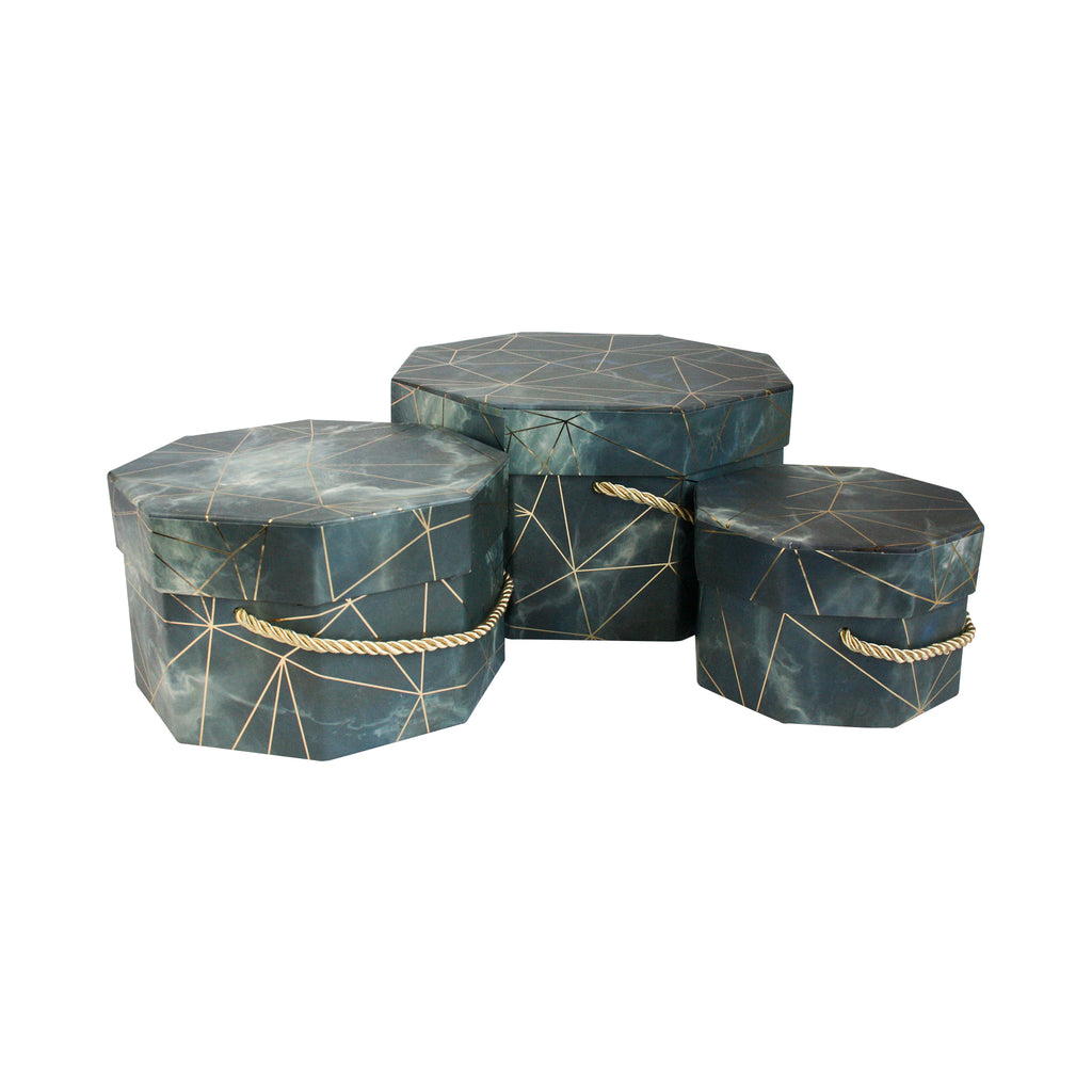 Chic Dark Grey Hexagonal Marble Patterned Gift Boxes - Set of 3 – EMARTBUY