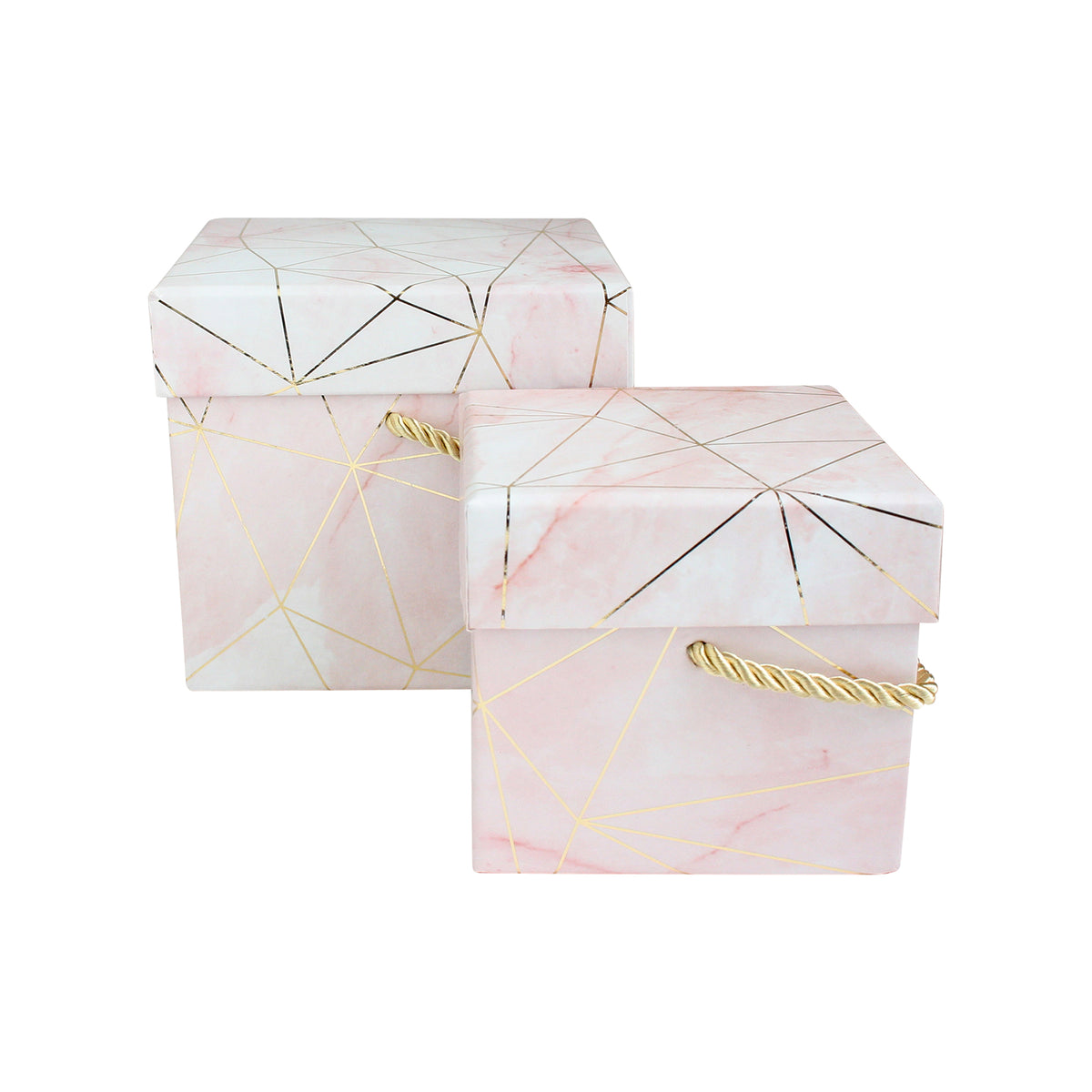 Set of 2 Pink Marble Print Gift Box