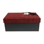 Black & Suede Decorative Ribbon Gift Box with Shredded Paper