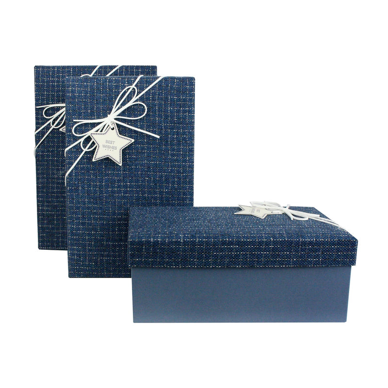Blue with Suede Decorative Ribbon Gift Box