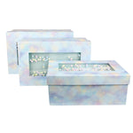 Pastel Blue & Multicolored Balls Gift Box Set of 3 with Shredded Paper