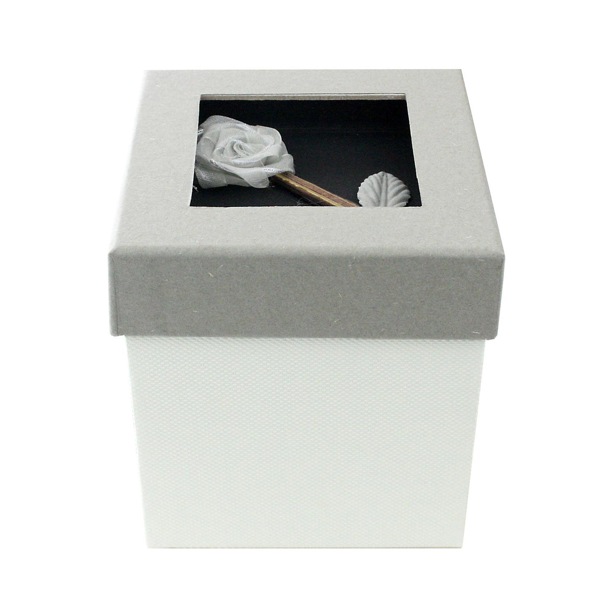 Grey Dark Grey With Rose Flower Gift Box