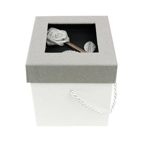 Grey Dark Grey With Rose Flower Gift Box