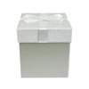 Grey Silver Glitter with White Ribbon Gift Box