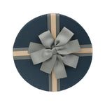White Blue with Striped Brown Ribbon Gift Box