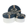 White Blue with Striped Brown Ribbon Gift Box