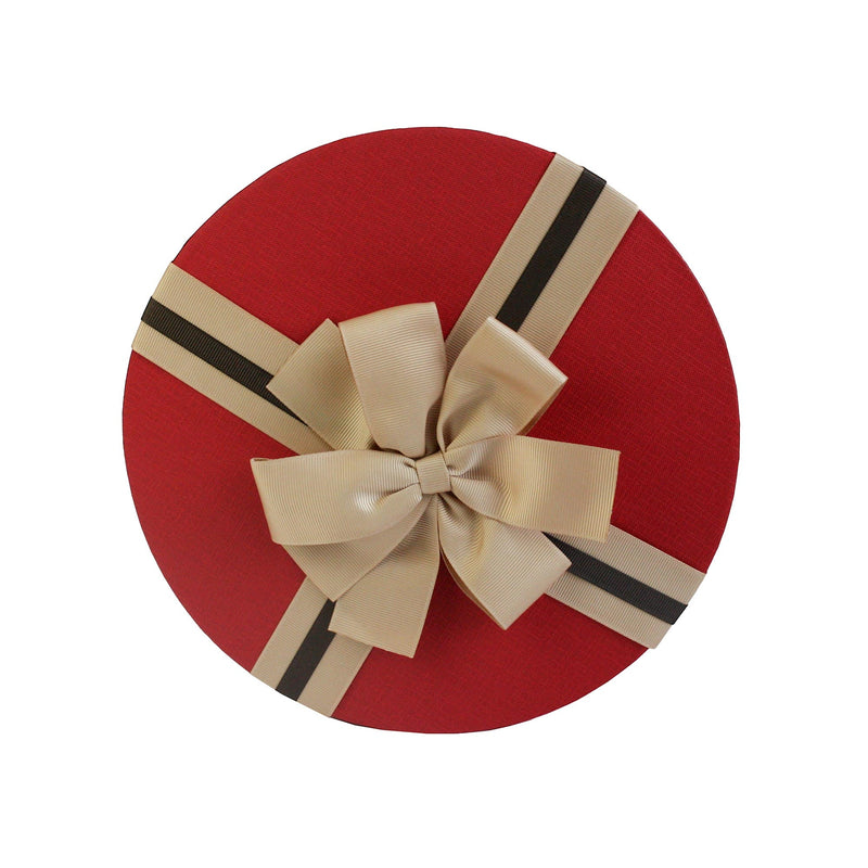 White Red with Striped Brown Ribbon Gift Box