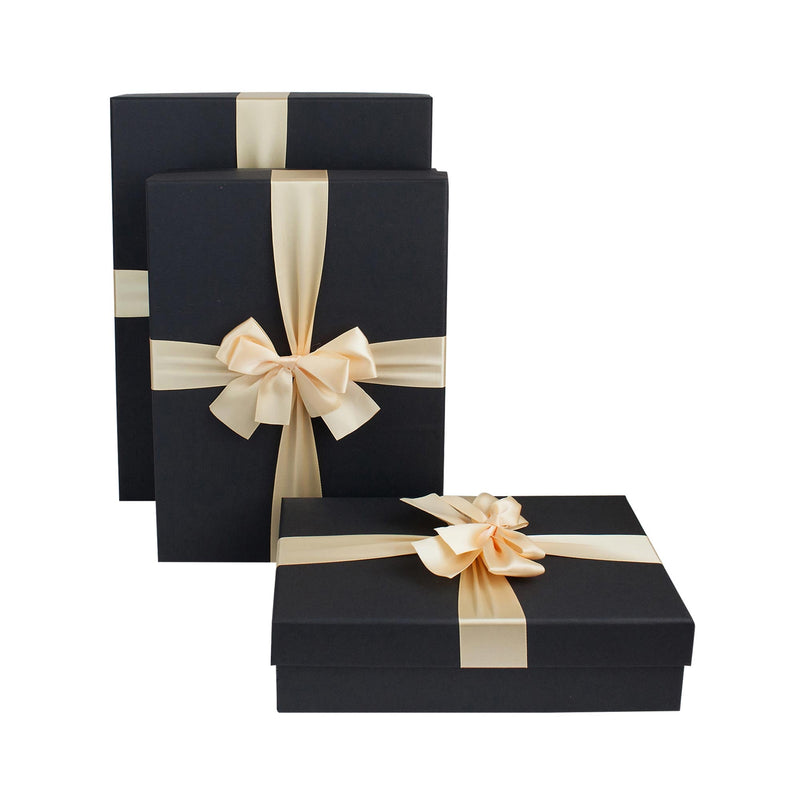 Black Cream Satin Ribbon Gift Box
