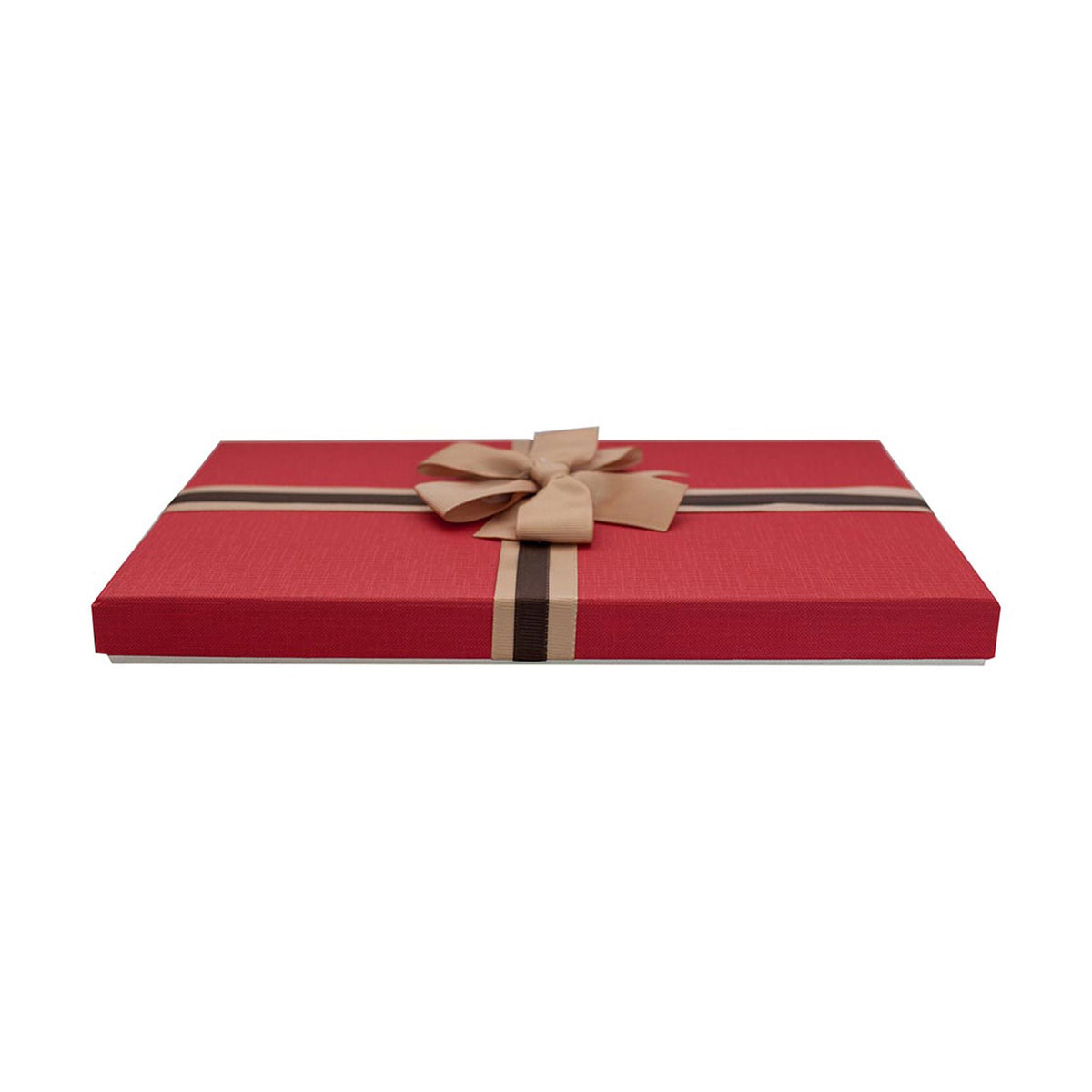 Single Cream/Red Gift Boxes With Brown Satin Ribbon