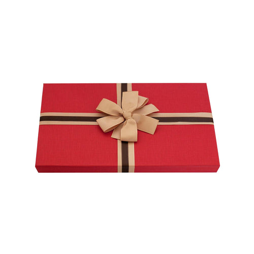 Red with Striped Bow Ribbon Gift Box