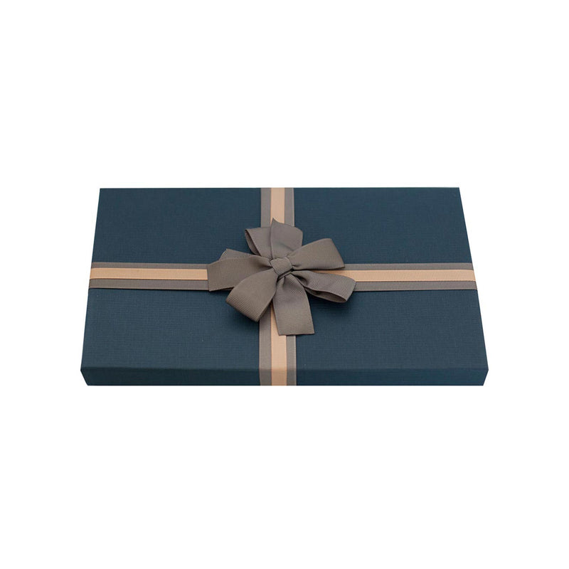 Blue with Striped Bow Ribbon Gift Box