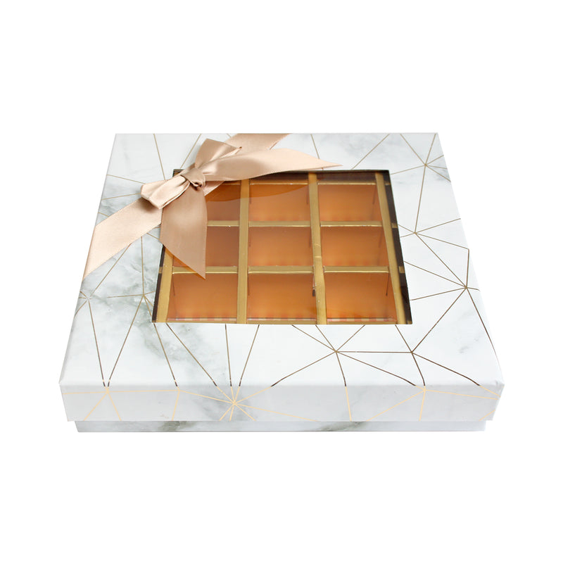 25 Compartment Marble Print Gift Box - White