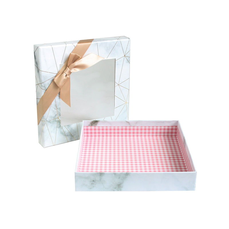 25 Compartment Marble Print Gift Box - White Pack of 3