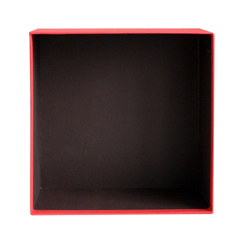 Textured Red Gift Box with Red Ribbon & Shredded Paper