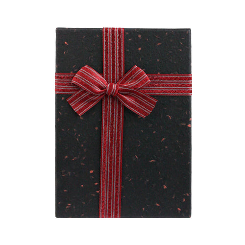 Textured Burgundy with Striped Ribbon Gift Box
