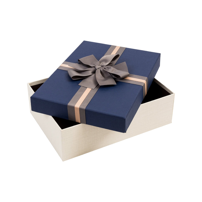 Cream Blue with Bow Gift Box - Set Of 2