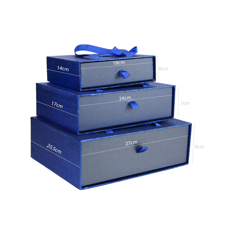 Dark Blue Metallic Gift Box - Set Of 3