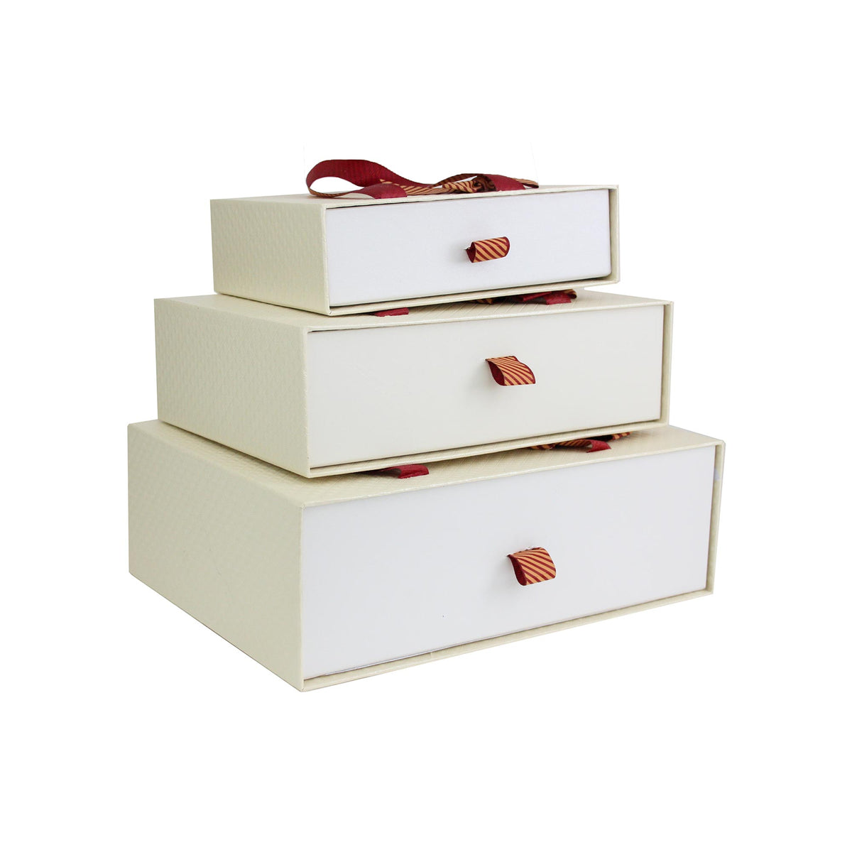 Set of 3  Cream Textured Drawer Gift Box